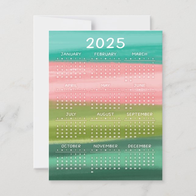 Colourful Horizontal Watercolor Brushstrokes 2025 Magnetic Invitation (Front)