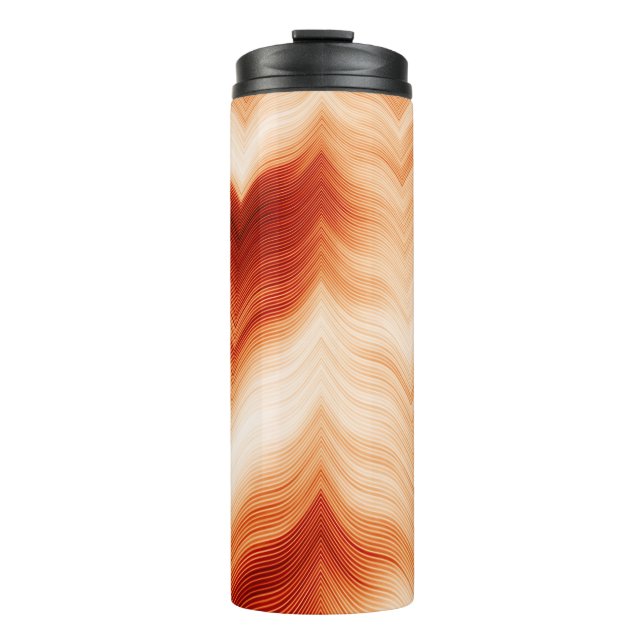 Colourful horizontal wavy pattern thermal tumbler (Front)