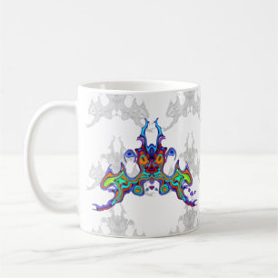 Colourful horned bird bat scarab v1.1 coffee mug