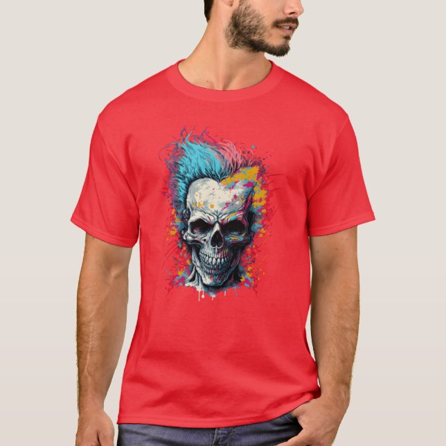 Colourful horror punk zombie gift T-Shirt (Front)