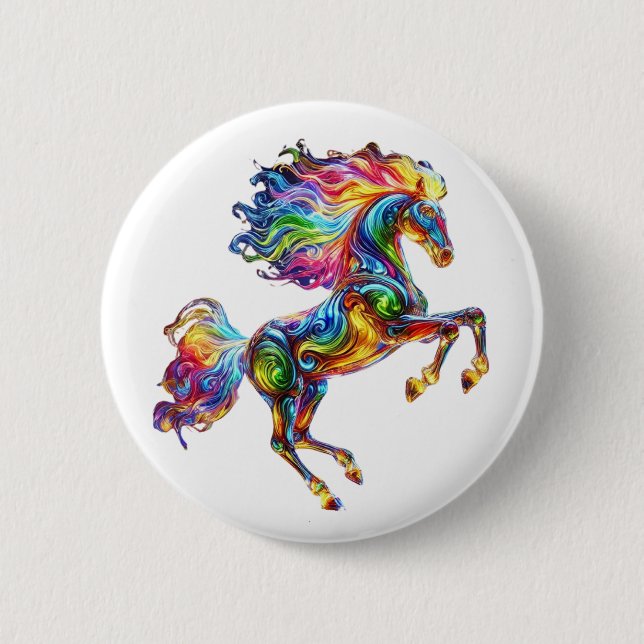 Colourful Horse 6 Cm Round Badge (Front)