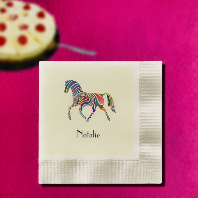 Colourful horse  -add name  napkin (Creator Uploaded)