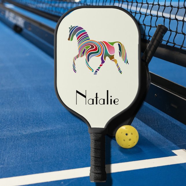 Colourful horse  -add name  pickleball paddle (Creator Uploaded)