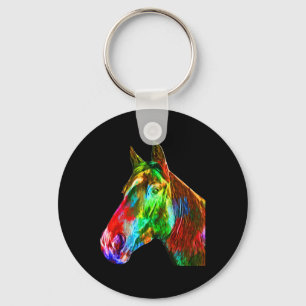 Colourful Horse Art Horseback Riding Lover Artsy H Key Ring