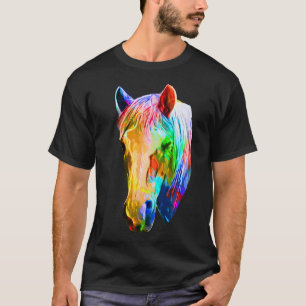 Colourful Horse Art Horseback Riding Lover Artsy H T-Shirt