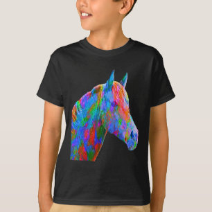Colourful Horse Art Horseback Riding Lover Artsy H T-Shirt