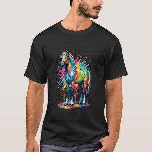 Colourful Horse Art Paint Splash Farm Animals Stal T-Shirt