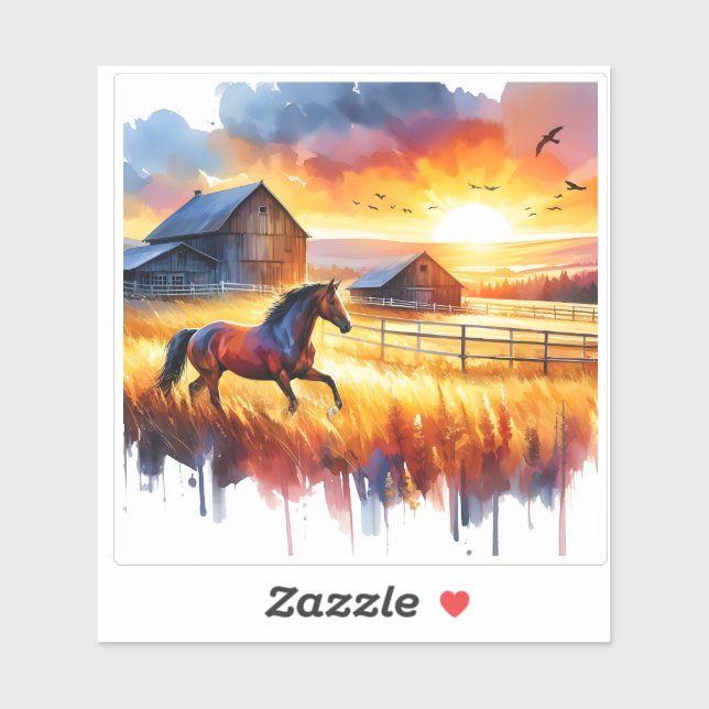 Colourful Horse Galloping in Vibrant Landscape (Sheet)