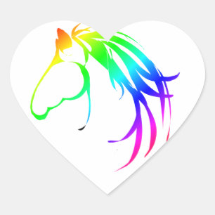 Colourful Horse Head Logo Heart Sticker