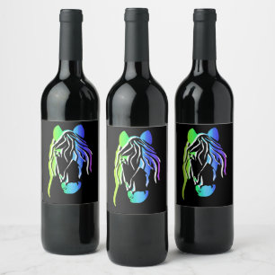 Colourful Horse Head Wine Label