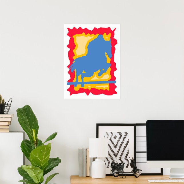 Colourful Horse Jumping Silhouette Equestrian Poster (Creator Uploaded)