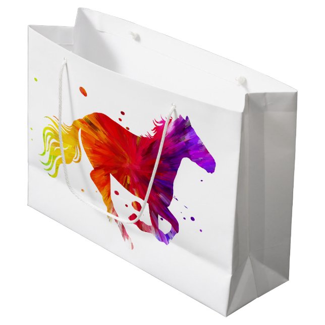 Colourful Horse Large Gift Bag (Front Angled)