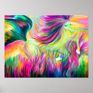 Colourful horse painting poster