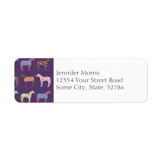 Colourful Horse Pattern Return Address Label