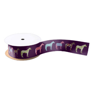 Colourful Horse Pattern Satin Ribbon