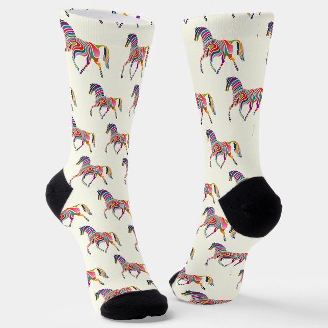 Colourful horse pattern socks (Angled)