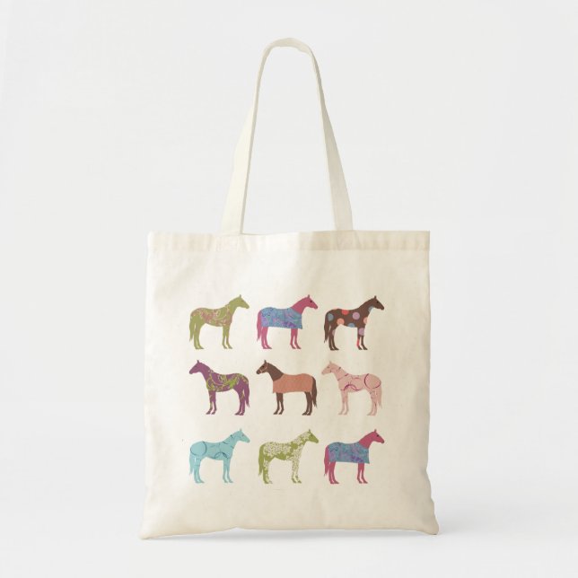 Colourful Horse Pattern Tote Bag (Front)