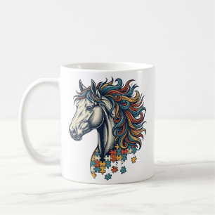 Colourful Horse Puzzle Piece Vintage Engraving T-S Coffee Mug