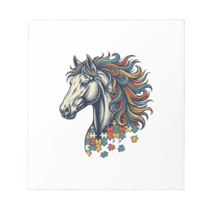 Colourful Horse Puzzle Piece Vintage Engraving T-S Notepad