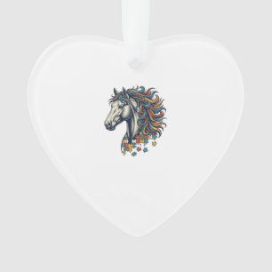 Colourful Horse Puzzle Piece Vintage Engraving T-S Ornament