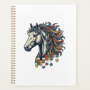 Colourful Horse Puzzle Piece Vintage Engraving T-S Planner