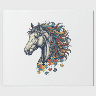 Colourful Horse Puzzle Piece Vintage Engraving T-S Wrapping Paper