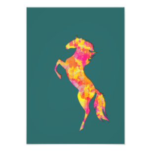 Colourful Horse silhouette Flames Abstract Elegant Photo Print