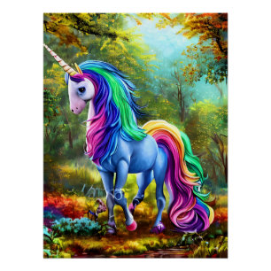 Colourful Horse Unicorn-46567 Poster