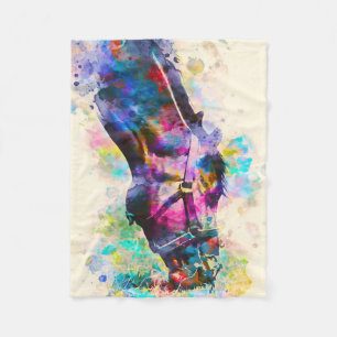 Colourful Horse Watercolor Art Print Gift Lovers Fleece Blanket