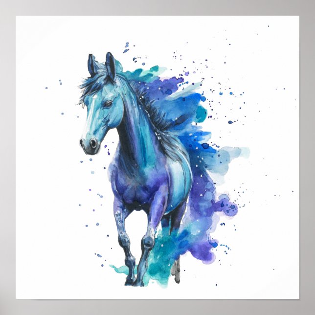 Colourful Horse Watercolor Art – Spirit Animal Art Poster (Front)