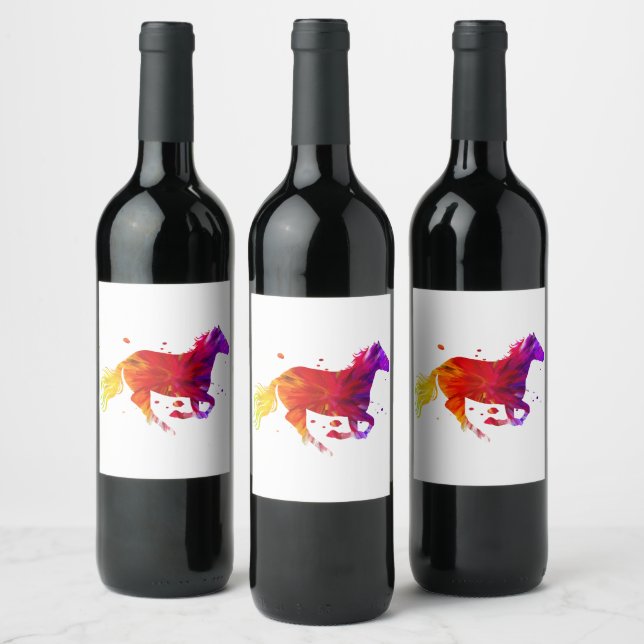 Colourful Horse Wine Label (Bottles)