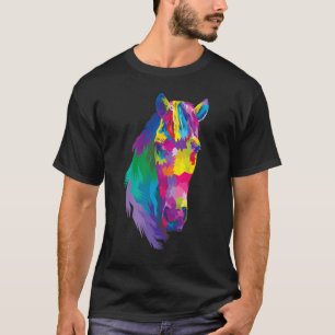 Colourful Horse's head Polygonal Geometric T-Shirt