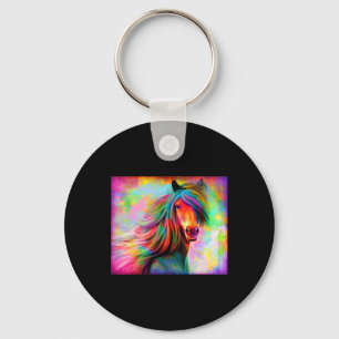 Colourful Horses Horseback Riding Horse Lovers Flo Key Ring