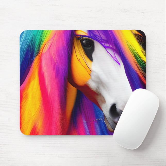 Colourful Horses Mouse Mat (With Mouse)