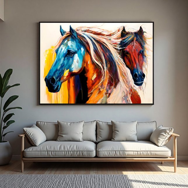 Colourful Horses Vibrant Art Canvas Print (Creator Uploaded)