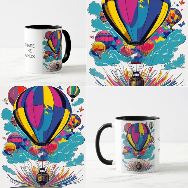 Colourful Hot Air Balloon Encouragement cup (Colorful Hot Air Balloon Design)