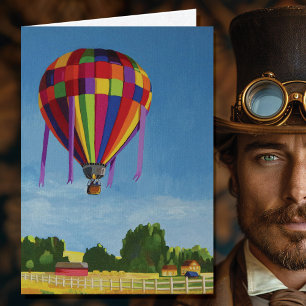 Colourful Hot Air Balloon Holiday Card