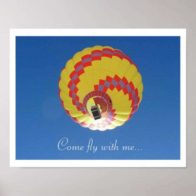 Colourful Hot Air Balloon in the Air Poster (Front)