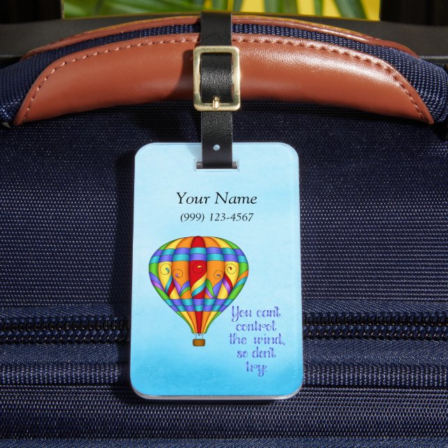 Colourful Hot Air Balloon Luggage Tag (Front Insitu 2)