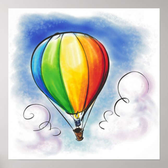 Colourful Hot air Balloon paint poster (Front)