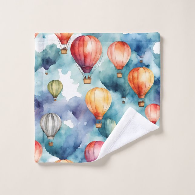 Colourful Hot Air Balloon Pattern  Bath Towel Set (Wash Cloth)