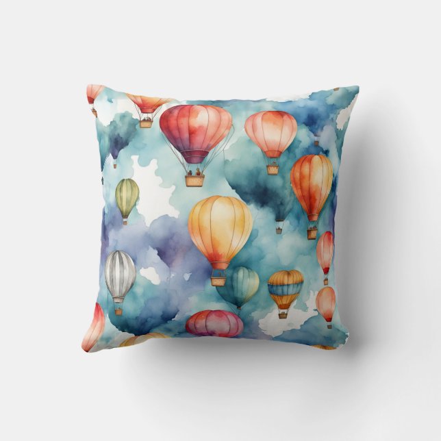 Colourful Hot Air Balloon Pattern  Cushion (Back)