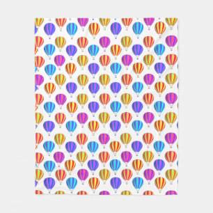 Colourful Hot Air Balloon Pattern Fleece Blanket