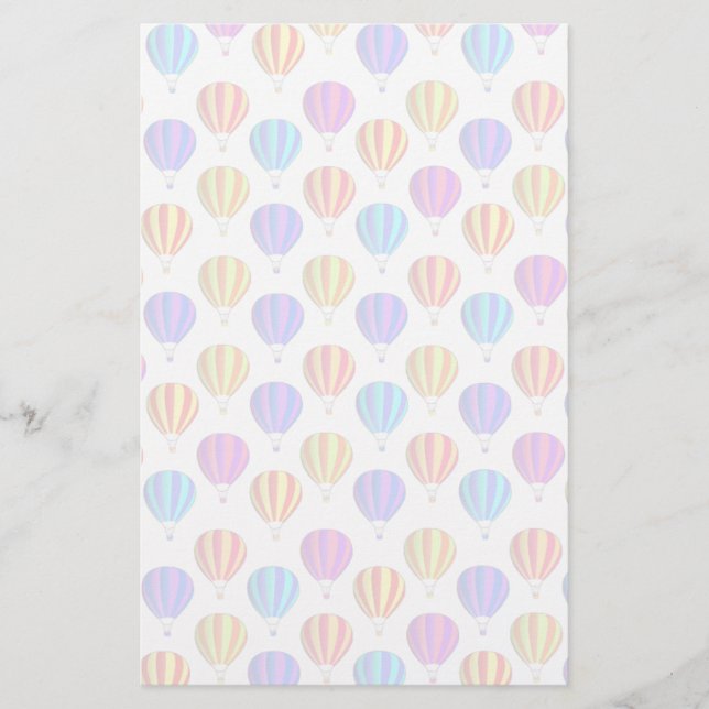 Colourful Hot Air Balloon Pattern Stationery (Front)
