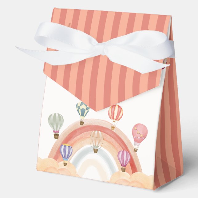 Colourful Hot Air Balloon Rainbow Baby Shower  Favour Box (Front)
