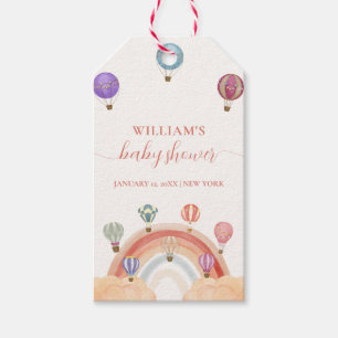 Colourful Hot Air Balloon Rainbow Baby Shower Gift Tags