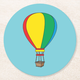 Colourful Hot Air Balloon Round Paper Coaster