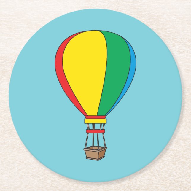 Colourful Hot Air Balloon Round Paper Coaster (Front)