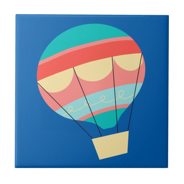 Colourful Hot Air Balloon Tile (Front)