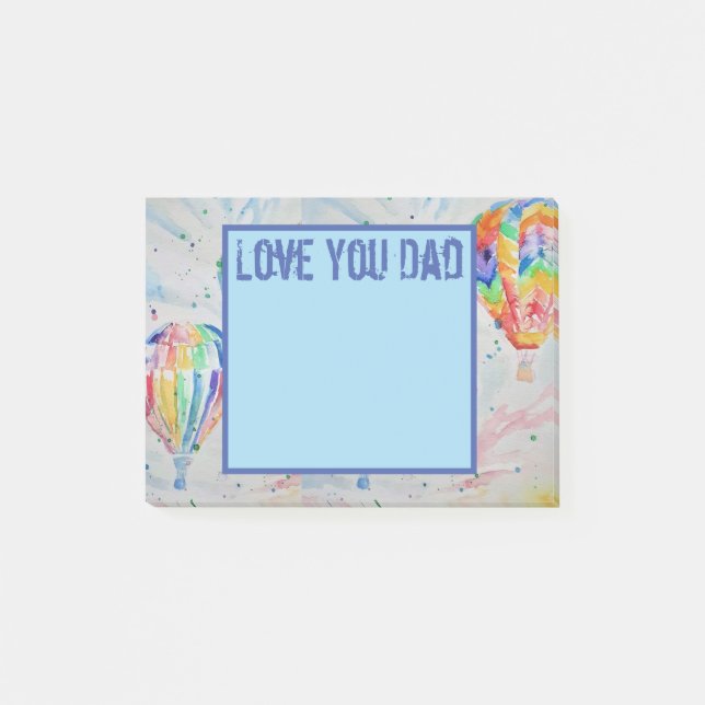Colourful Hot Air Balloons Art Love You Dad Notes (Front)